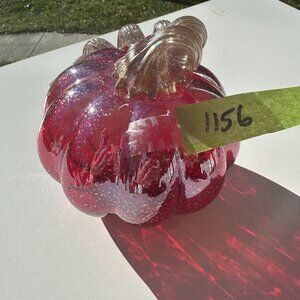 #1156 RED HANDMADE GLASS PUMPKIN